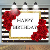 Streifen Und Rot Rose Gold Punkte Glücklich Geburtstag Hintergrund